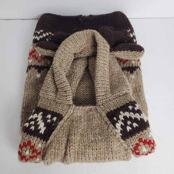 Chilly Dog Hand Knit Dog Sweater Medium??  Hand Knit Moose Moosey Antlers FLAW - Picture 4 of 14